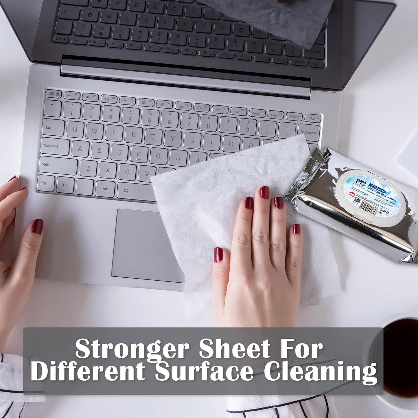 WBM Care Cleaning Wipes, Thick & Strong for Easy Cleaning, Flip Top Dispenser, Unscented and Convenient, For all Types of Surfaces, Wet Wipes, 50 Sheets (Pack of 3) (8251A-3PCS)