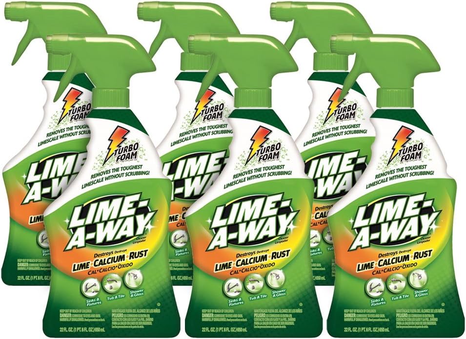 Lime-A-Way Hard Water Stain Remover Spray, Removes Lime, Calcium & Rust in Seconds, Bathroom Cleaner, 22 fl oz