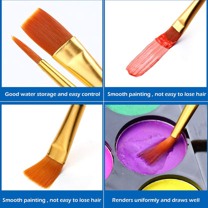 Acrylic Paint Brush Set, 1 Packs / 10 pcs Watercolor Brushes Painting Brush Nylon Hair Brushes for All Purpose Oil Watercolor Painting Artist Professional Kits.