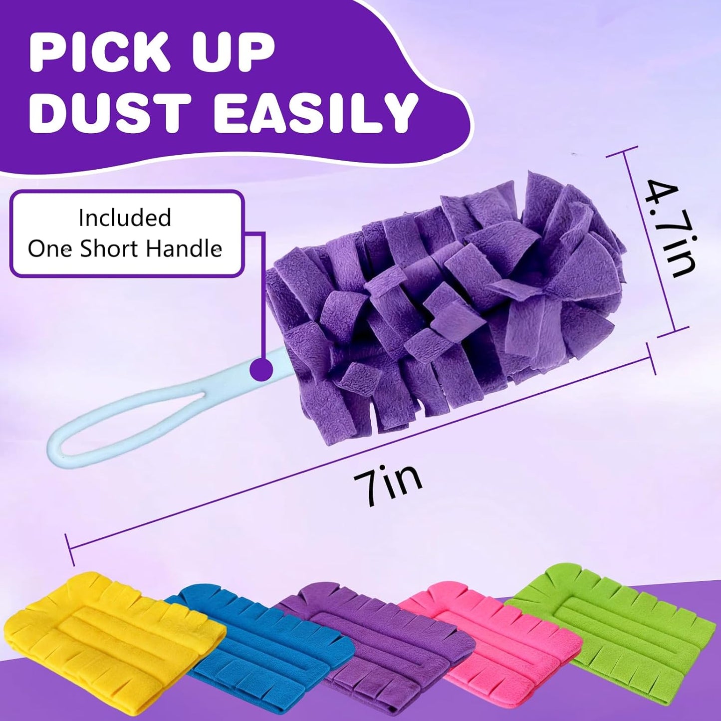 Duster Refill Reusable Fleece Duster Refills, Heavy Duty Feather Dusters Refills Washable Cleaning Pads for Home, Blinds, Car, Pet, Furniture, Fans (5 Pack-Mixed Color)