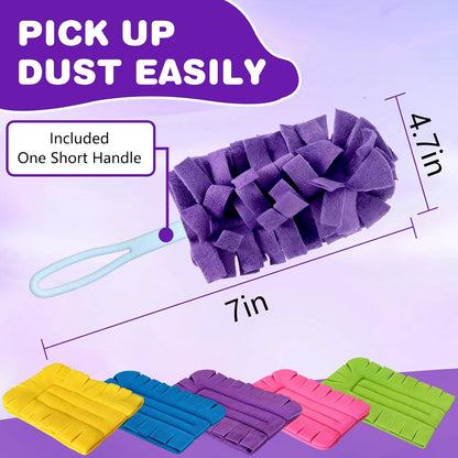 Duster Refill Reusable Fleece Duster Refills, Heavy Duty Feather Dusters Refills Washable Cleaning Pads for Home, Blinds, Car, Pet, Furniture, Fans (5 Pack-Mixed Color)