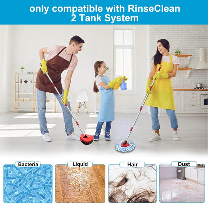 O-Cedar Spin Mop Head, Base Replacement for EasyWring 1 Tank System, 6 Microfiber Mop Refills, 1 Base and 1 Scrub Brush Set Combo, White