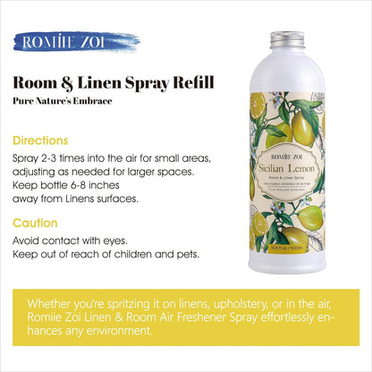ROMIIE ZOI Room Spray Lemon, Air Freshener Spray Made with Natural Plant Extract, Scented Room Spray for Home Fragrance Fabric Spray Freshener 8.5 FL OZ