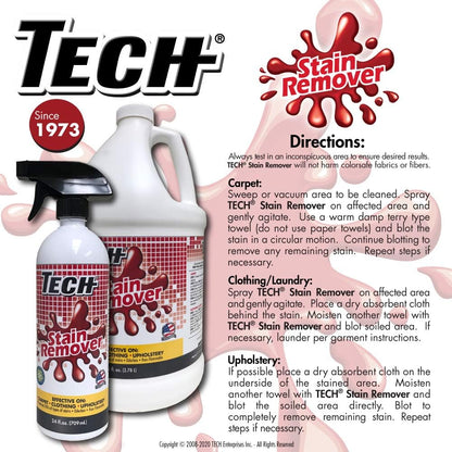 TECH Stain Remover, 24 oz Spray Bottle, 2-Pack, For Carpet, Clothes, Upholstery, and Other Fabrics