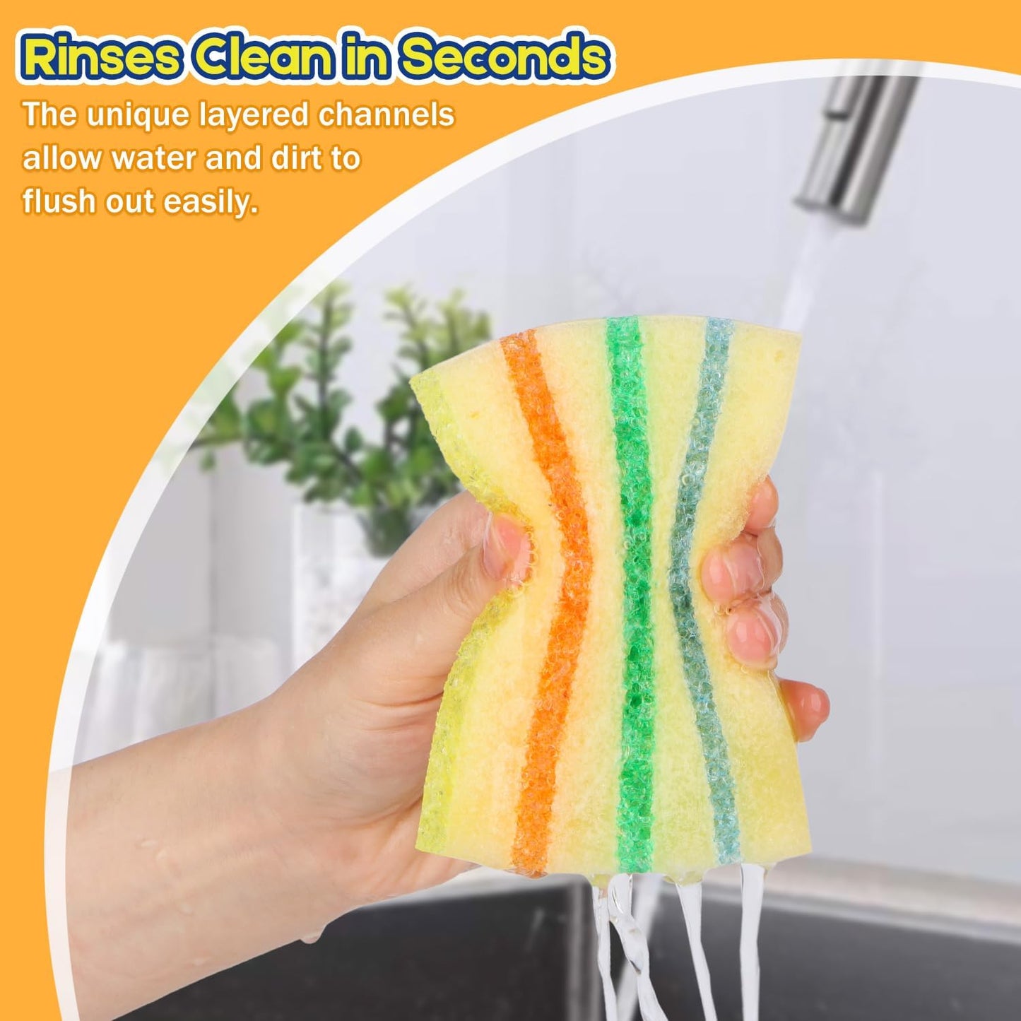 LAUNDRYLUX Scrub Sponge, Dual-Sided Temperature-Responsive Scrubber - Non-Scratch - Multipurpose Dish Sponges for Kitchens, Bathrooms, and Outdoor Use - 3 Pack