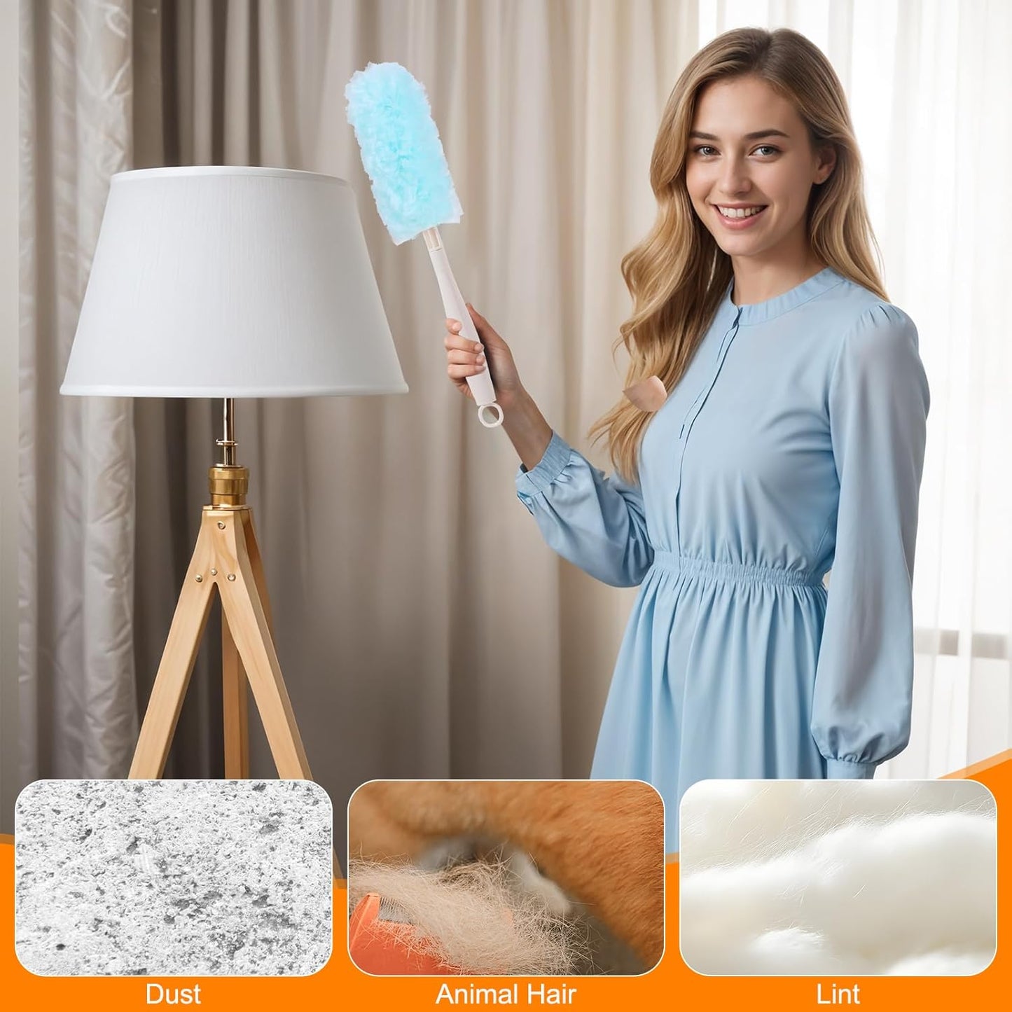 30PCS Disposable Dusters Refills Compatible with Swiffer,180 Degree Electrostatic Disposable Replacement Head for Home,Office,Ceiling Fans,Blinds and Furniture Dusting
