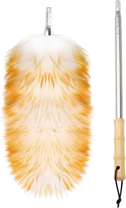 Extendable Cleaning Duster,66.9Inch Telescoping Feather Dusters with Stainless Steel Extension Pole for Cleaning High Ceiling Fan, High Ceilings,Furniture
