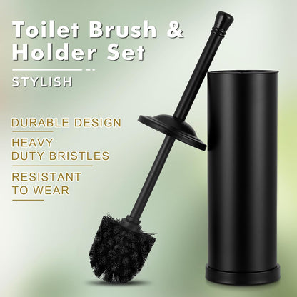 Brushed Nickel Toilet Brush and Holder Set,304 Stainless Steel Toilet Bowl Brush and Holder for Bathroom,Silver Heavy Duty Toilet Brush,Durable Scrubbing Bristles,Splash Resistant,Long Handle