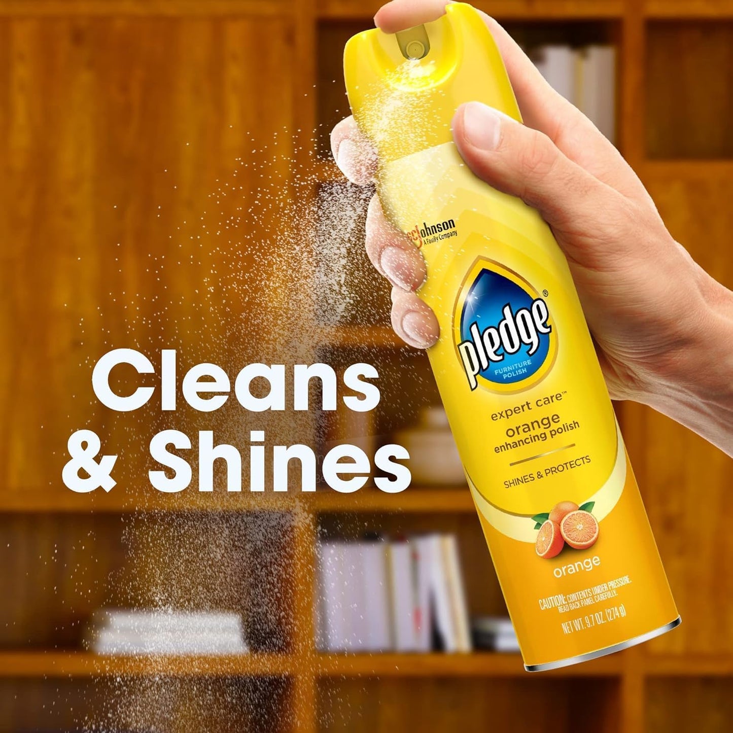 Pledge Multisurface Furniture Polish Spray, Works on Wood, Granite, and Leather, Shines and Protects, Orange, 9.7 oz - Pack of 12