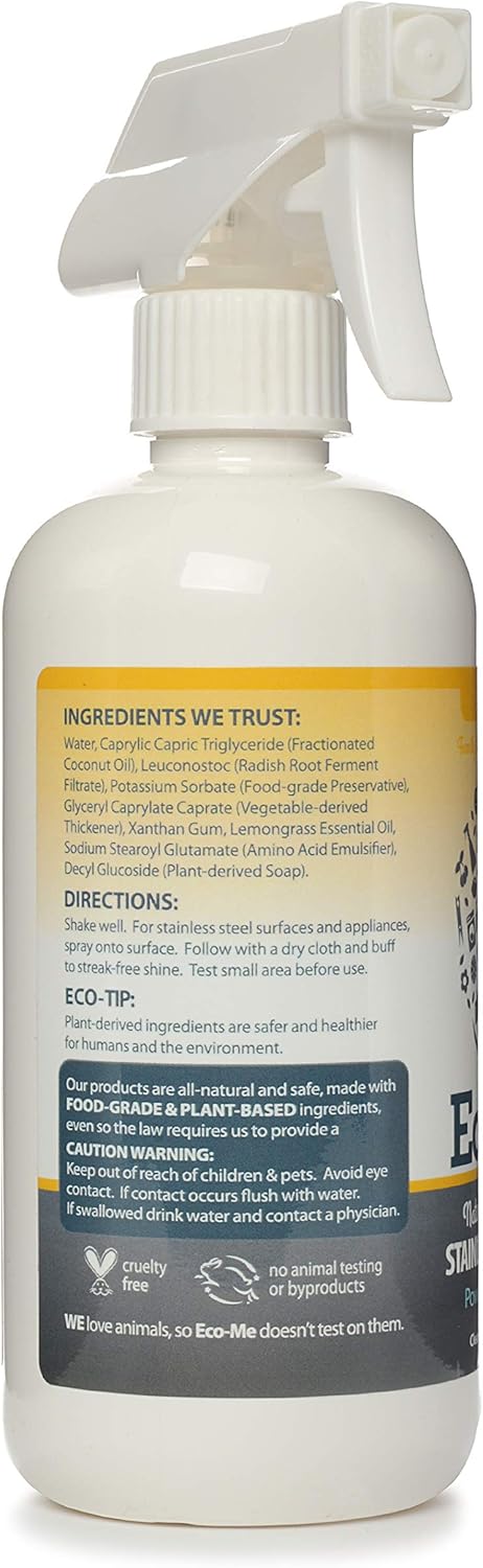 EcoMe Stainless Steel Polish, Multi-Surface Cleaner, Lemon Fresh, 16 oz