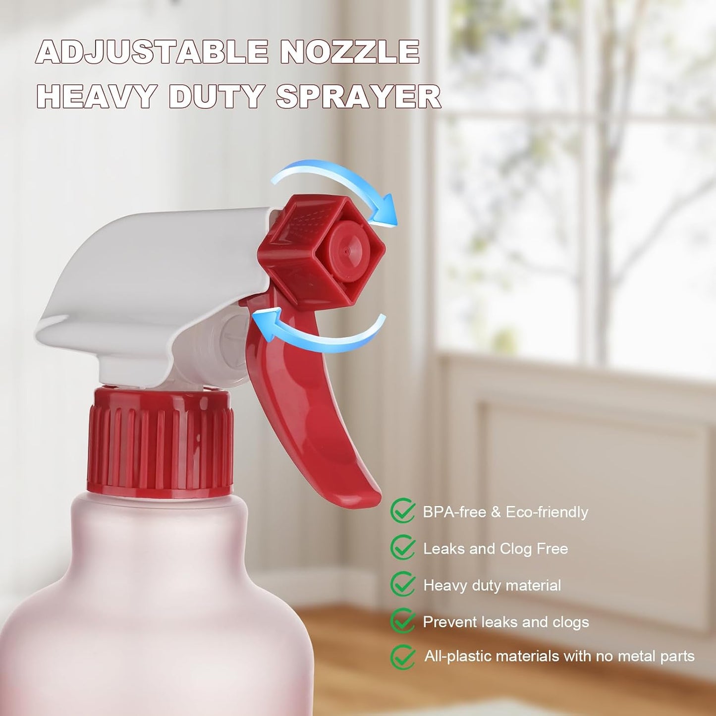 Plastic Spray Bottles Empty Spray Bottle 16.9oz/500ml 2 Pack Heavy Duty Spraying Bottles Mist/Stream Water Bottle for Cleaning Solutions, Essential Oils, Hair (Clear)