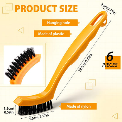 6 Pack Grout Brush Crevice Brush Nylon Detail Cleaning Stiff Bristle Brushes Tile and Grout Scrub Brushes for Kitchen, Bathroom, Tile Floors, Gaps, Crevices, and Window Tracks