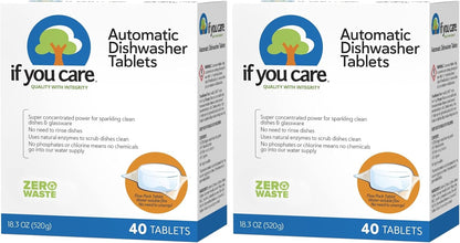 If You Care Dishwasher Tablets 40 Count - Powerful, Plant Based, Concentrated, Biodegradable, Natural Dish Cleaner Detergent, Dishwashing Soap Tabs