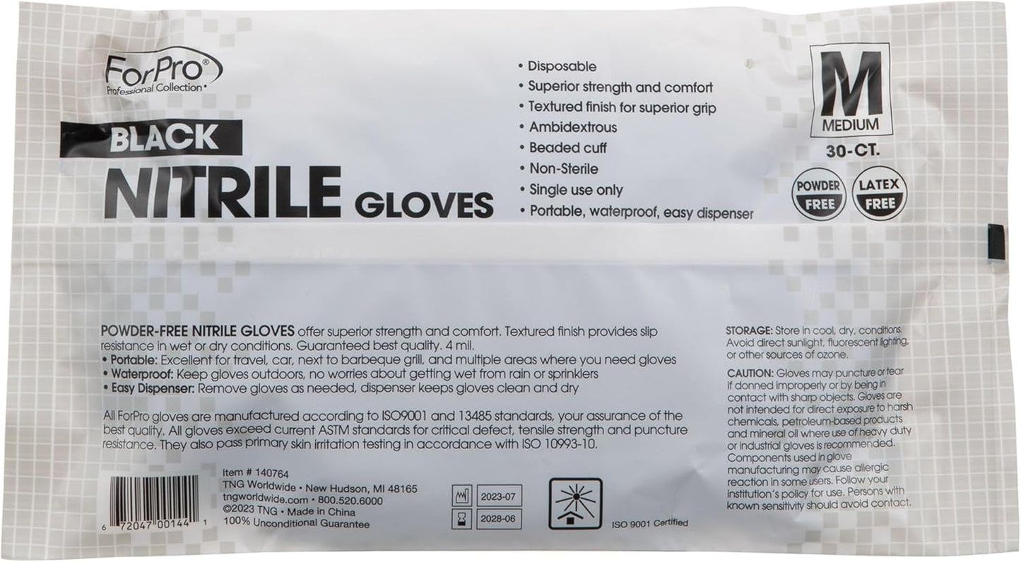 ForPro Disposable Nitrile Gloves, Chemical Resistant, Powder-Free, Latex-Free, Non-Sterile, Food Safe, 4 Mil