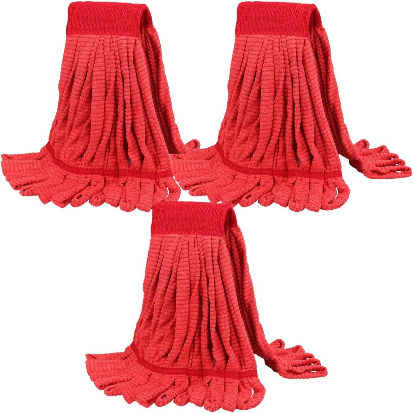Heavy Duty Commercial Mop Head Replacement Microfiber Tube Mop Heads for Floor Cleaning: 3 Packs Looped End Wet Mop Head Refill for Home Commercial Industrial Use (Yellow)