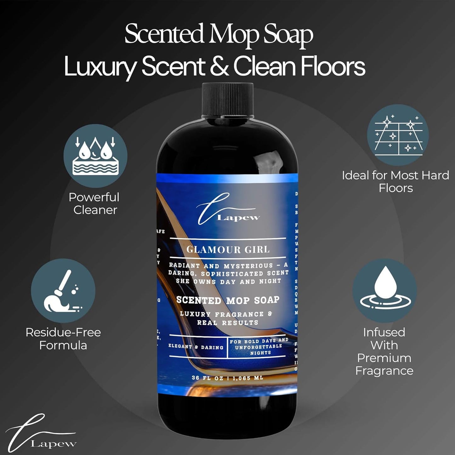 Lapew Black Sea Scented Cleaning Bundle | Carpet Deodorizer Powder (16 oz) & Mop Soap Concentrate (36 oz) | Pet-Friendly Odor Eliminator - Colors A