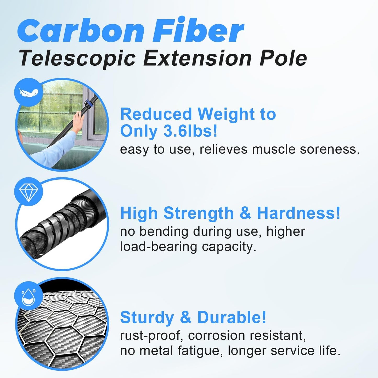 30 Foot High Ceiling Duster Kits with 4.7-24 FT Carbon Fiber Extension Pole, Feather Duster, Cobweb Duster, Ceiling Fan Duster, Window Squeegee & Cleaner with Pole 24 Ft