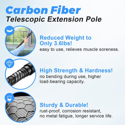 30 Foot High Ceiling Duster Kits with 4.7-24 FT Carbon Fiber Extension Pole, Feather Duster, Cobweb Duster, Ceiling Fan Duster, Window Squeegee & Cleaner with Pole 24 Ft