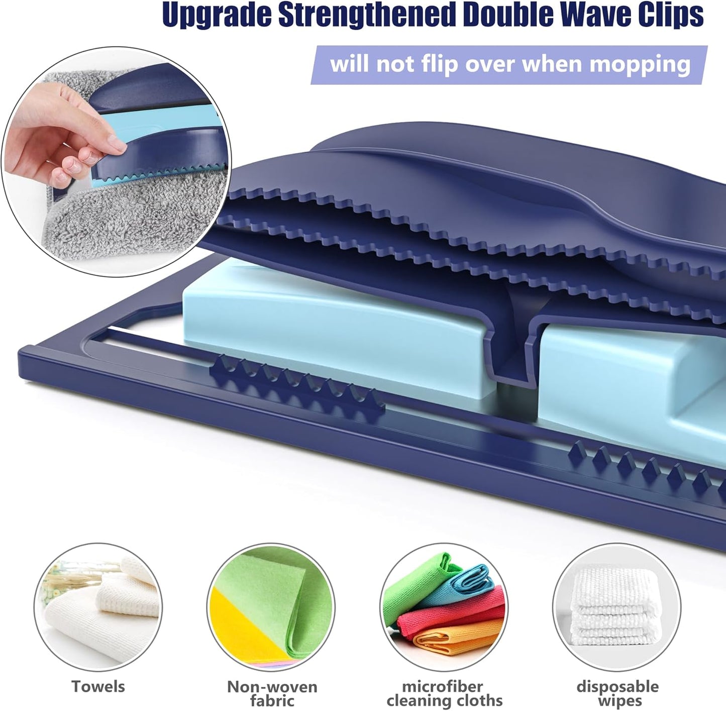 Microfiber Mops for Hardwood Floor Cleaning: MEXERRIS Flat Floor Mop with 4 Washable Pads 59" Adjustable Handle - Dust Dry Mops for Kitchen Bathroom Tile Laminate Wood Vinyl - Home Commercial Mop