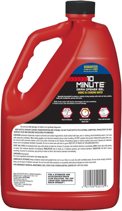 Zep 10 Minute Drain Opener Gel 64 Ounce - ZHCR64NG - Commercial Strength, Fast Acting and Safe for All Pipes