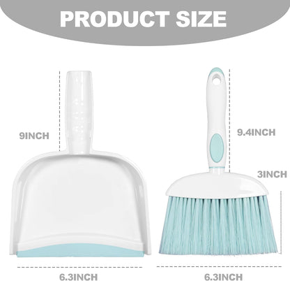 Mini Broom and Dustpan Set Small Broom with Dustpan Combo Set Portable Cleaning Tools for Home Office RV Learning Camping (White+Grey)