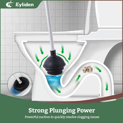 Eyliden Toilet Brush and Plunger Combo Set | 2-in-1 Disposable Toilet Bowl Wand Kit with 10 Refill Heads, Toilet Plunger, Compact Storage Holder | Bathroom Cleaning System for Home, White