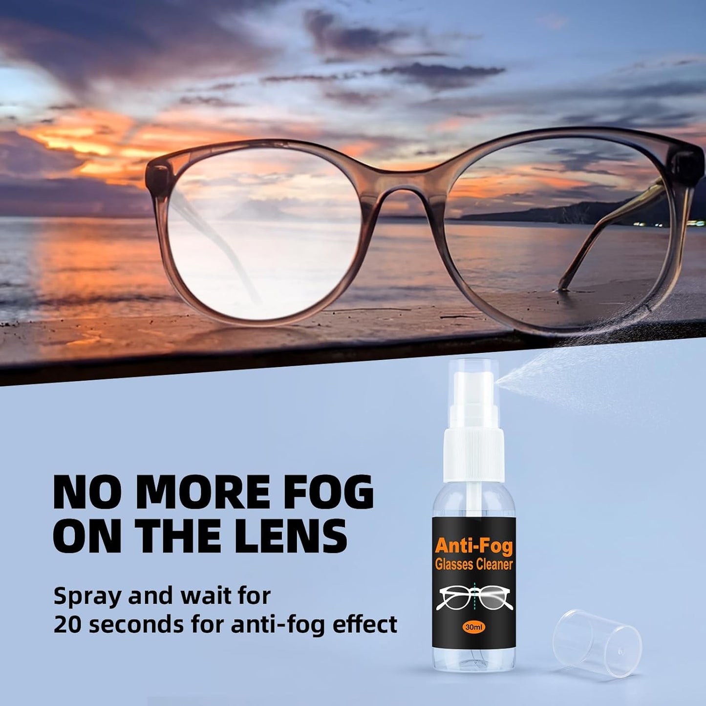 Ordilend Glasses Cleaner Eyeglass Cleaning Kit with 24H Anti Fog Spray for Glasses and Microfiber Cloth, Portable Eyeglass Cleaner Tool Lens Wipes Cleaning kit for Camera Lenses