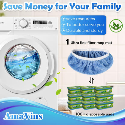 AmaVins 5 Pack Reusable Microfiber Mop Pads Compatible with Swiffer Sweeper Mop, Wet and Dry Flat mop Cover, Washable Mop Pads for Surface/Hardwood Floor Cleaning (Mop is Not Included)