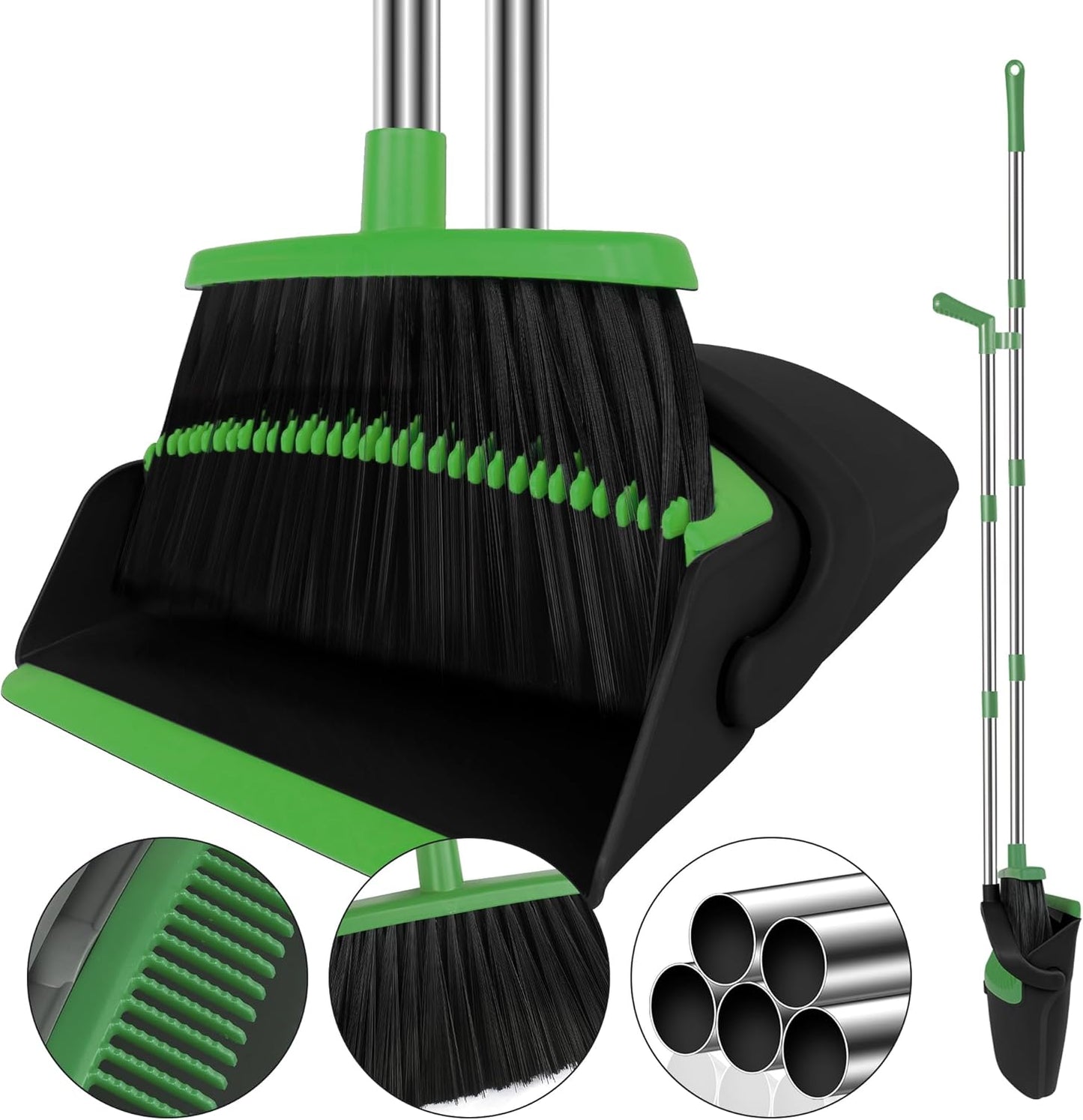 Purple Broom with Dustpan Combo Set, 51" Long Handle Household Cleaning Tool, Ideal Broom and Dustpan Set for Pet Hair and Home Use
