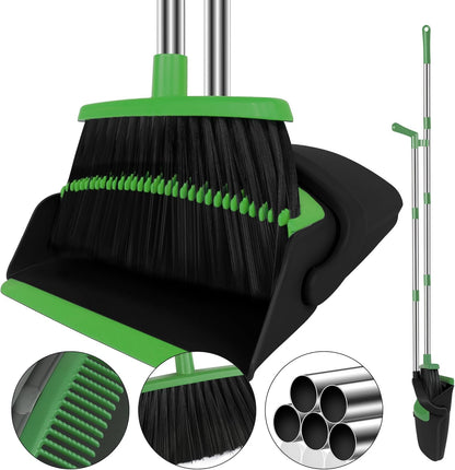 Purple Broom with Dustpan Combo Set, 51" Long Handle Household Cleaning Tool, Ideal Broom and Dustpan Set for Pet Hair and Home Use
