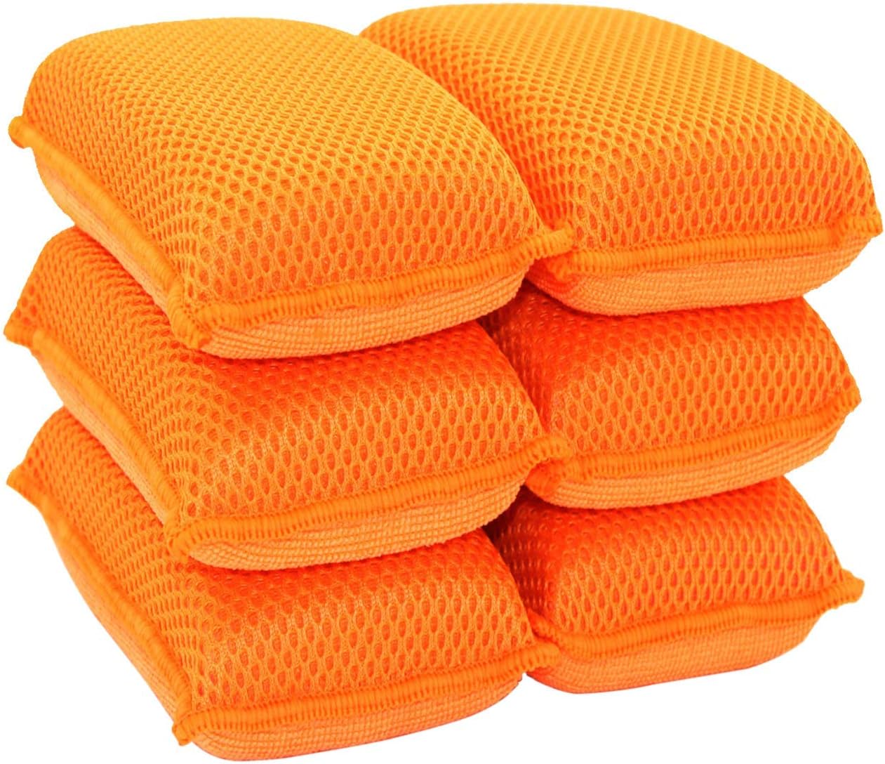 Miracle Microfiber Kitchen Sponge by Scrub-It (6 Pack) - Non-Scratch Heavy Duty Dishwashing Cleaning sponges- Machine Washable - (Blue)