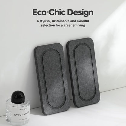 Fast Water Absorption Sink Organizer Tray Set, 3-Pack Compact and Space-Saving Stone Soap Holder Caddy for Kitchen & Bathroom Counter, Faucet Splash Guard, White (1pc of 8"x3.8" + 2pcs of 3.8"x3.8")
