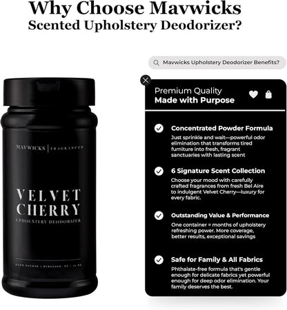 Mavwicks Fragrances - Upholstery Deodorizer (Enchanted Rouge) 16 Oz - Rug, Couch & Carpet Deodorizer - Vacuuming Powder, Pet Safe Carpet Freshener Powder - Odor Eliminator for Home