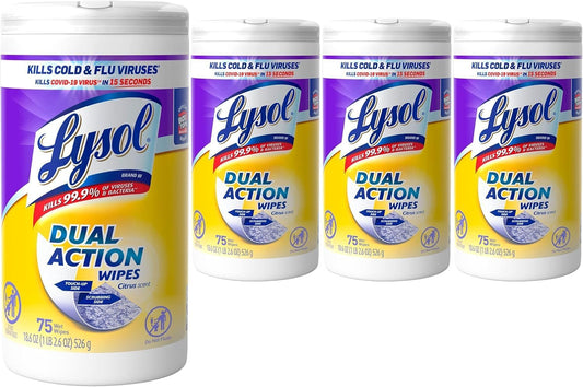 Lysol Disinfecting Wipes Bundle, Home Apartment Dorm Room Essentials and Cleaning Supplies, All Purpose Cleaner, Multi-surface Cleaning & Sanitizing Wipes, Lavender & Mango Scents, 80 Count (4pk)
