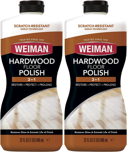 Weiman Wood Floor Polish and Restorer - 32 Ounce - High-Traffic Hardwood Floor, Natural Shine, Removes Scratches, Leaves Protective Layer, Packaging May Vary