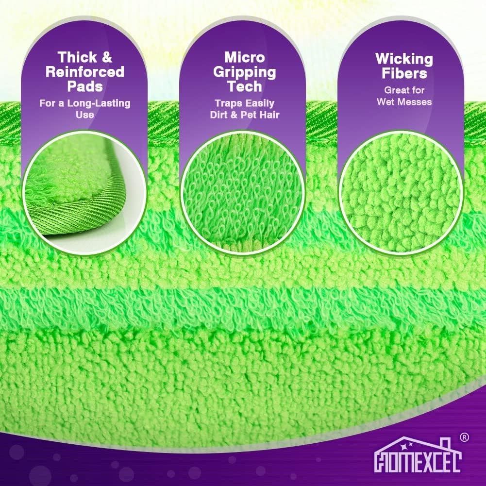 HOMEXCEL Microfiber Pads Compatible with Swiffer Wet Jet-15"x5.5", Reusable Pad Refills, Machine Washable Replacements for Multi Surface Wet & Dry Floor Cleaning, 8 Pack
