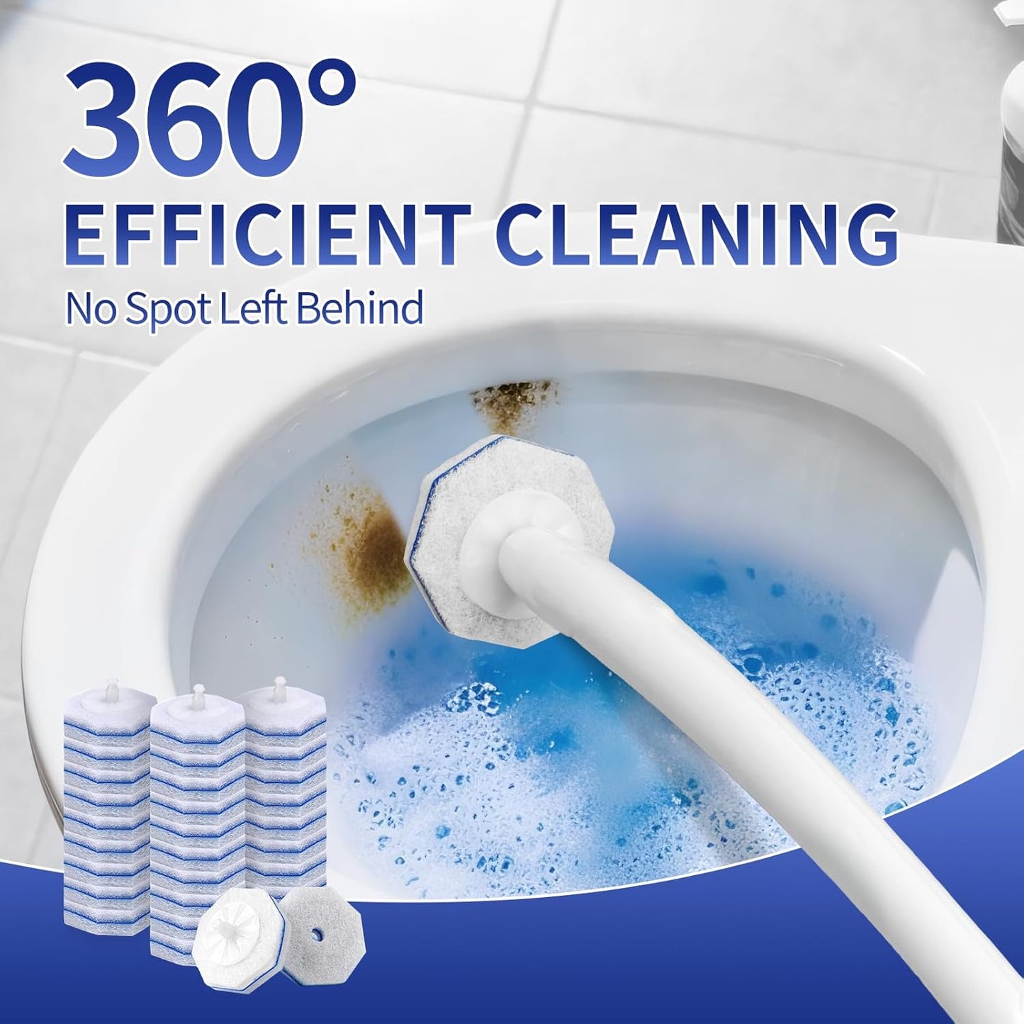 30Pcs Disposable Toilet Wand Refills Compatible with Clorox Toilet Wand. Easy Cleaning Toilet Bowl Fiber Wand Heads Compatible with Most Toilet Brushes