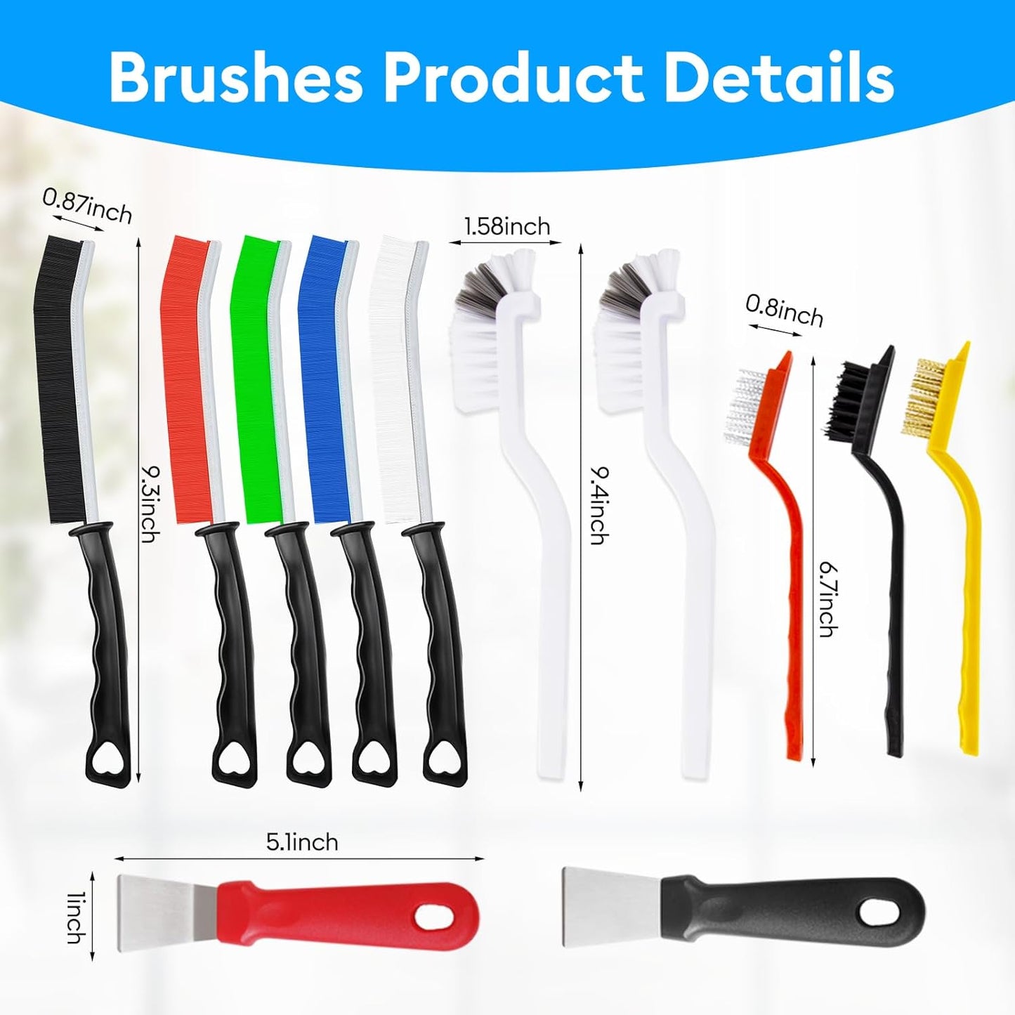 Crevice Cleaning Brush, Thin Hard Bristle Crevice Cleaning Tool Supplies for Tight Place, 12Pcs Small Household Use Cleaning Set for Kitchen, Gout, Gap, Corner, Window Track, Cup, Teapot, Bottle