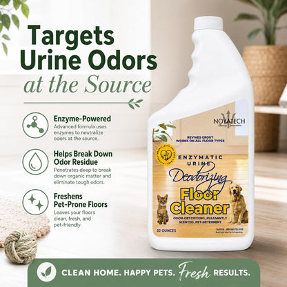 NOYATECH Pet Floor Cleaner for Mopping – Enzyme Urine & Odor Eliminator – Safe for Hardwood, Tile, Laminate & Grout – Dog & Cat Pee Concentrate, 32 oz