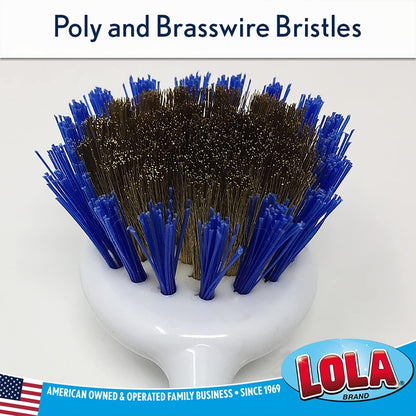 Dish Brush Scrubber for Kitchen, 2 Pack, by LOLA, Has Stiff Bristles & Food Scraper, Comfort No-Slip Grip Handle, Safe for Non-Stick & Coated Cookware
