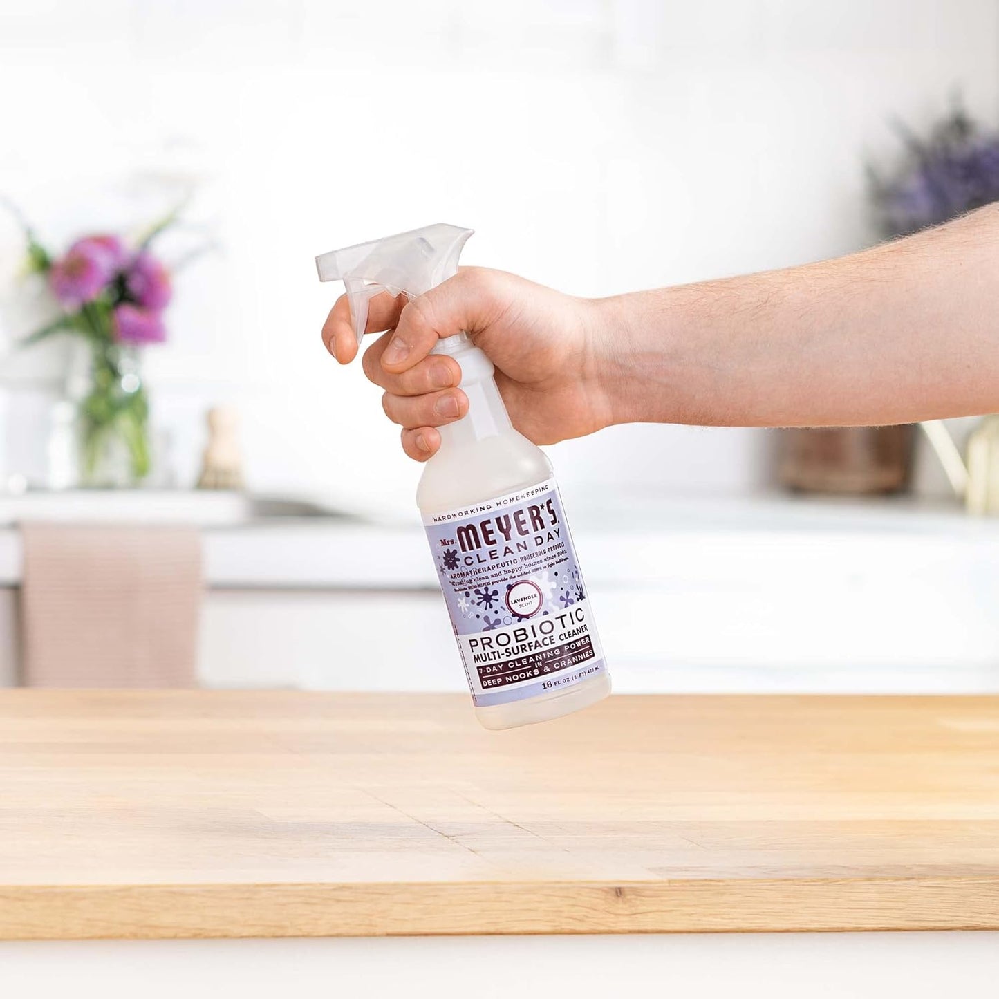 MRS. MEYER'S CLEAN DAY Probiotic Multi-Surface Spray, Made with Essential Oils and Other Thoughtfully Chosen Ingredients Lavender, 16 Fl Oz