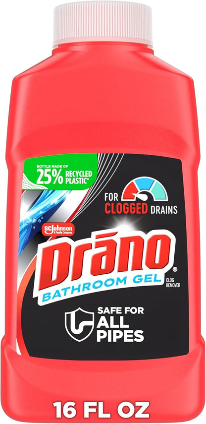 Drano Hair Buster Gel Clog Remover, Professional Strength, Dissolves Hair on Contact, 16 oz