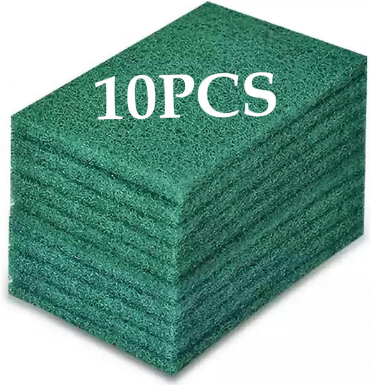 Heavy Duty Scour Pads Sponge Dish Scrubber Green Reusable Household Scrub Pads for for Dishes, Kitchen Scrubbers & Metal Grills 4 x 6 x 0.31inch (10Pcs)