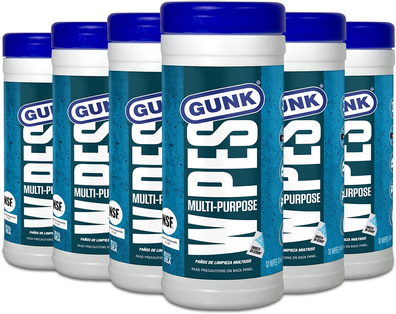 Gunk MPDW30-6PK Wipes 8 x 12 inch, 30-Count, 6 Pack