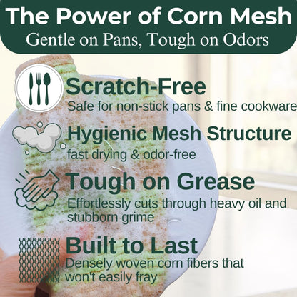mibboom's Dish Scrubbers – Non-Scratch, Reusable Kitchen Sponges for All-Purpose Cleaning, Made in Korea, 4 Pack (7.6 x 7.4 in)
