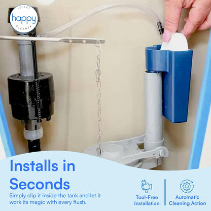 Happy Toilet Cleaner Automatic Toilet Bowl Cleaner - Easy to Install Toilet Tablet Holder - Self-Cleaning Toilet System, Deep Clean with Every Flush - Made in the USA