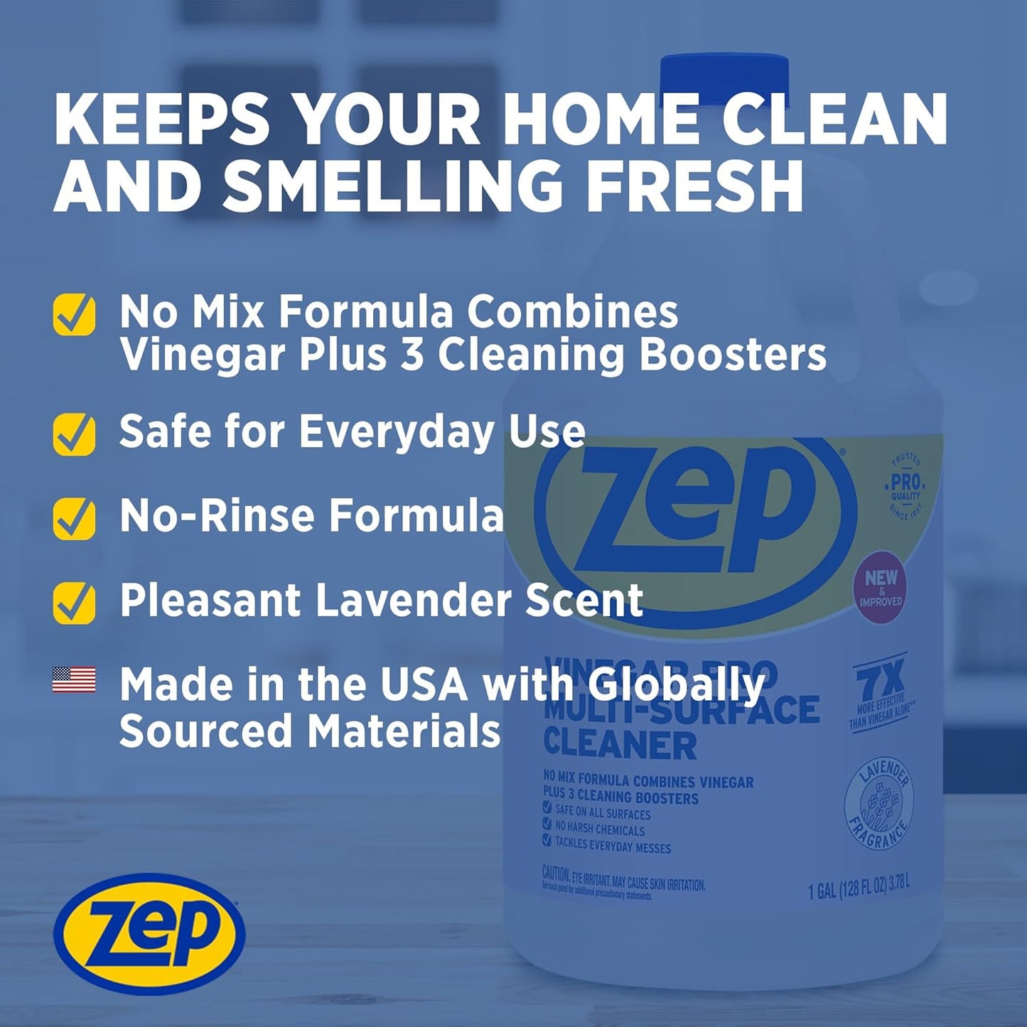 Zep Vinegar Pro Multi-Surface Cleaner (Case of 4) & Professional Sprayer Bottle (Case of 9) - R48410 & HDPRO9 - No-Rinse Professional Grade Formula with Fresh and Clean Scent