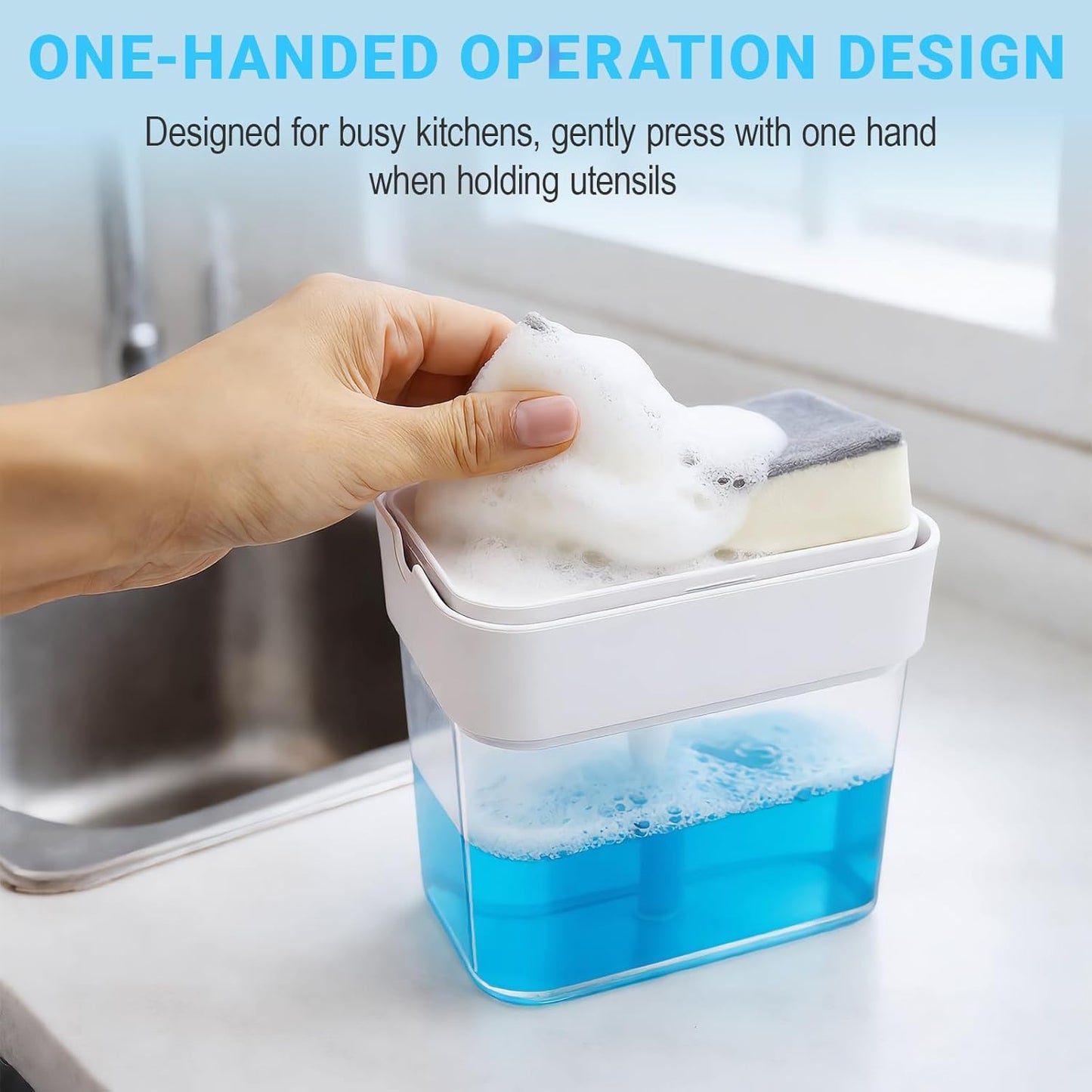 Dish Soap Dispenser Compatible with Dawn - 10oz BPA-Free Plastic Soap Dispenser with Sponge Holder Compatible with Dawn,All-in-One Sink