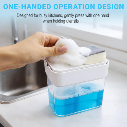 Dish Soap Dispenser Compatible with Dawn - 10oz BPA-Free Plastic Soap Dispenser with Sponge Holder Compatible with Dawn,All-in-One Sink