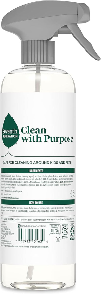 Seventh Generation All Purpose Cleaner, Free & Clear, Cuts Grease, 23 Fl Oz